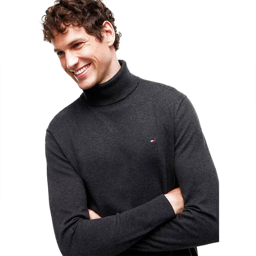 Мужской свитер с высоким воротником Cashmere high neck sweater Tommy hilfiger, Black — фото 3