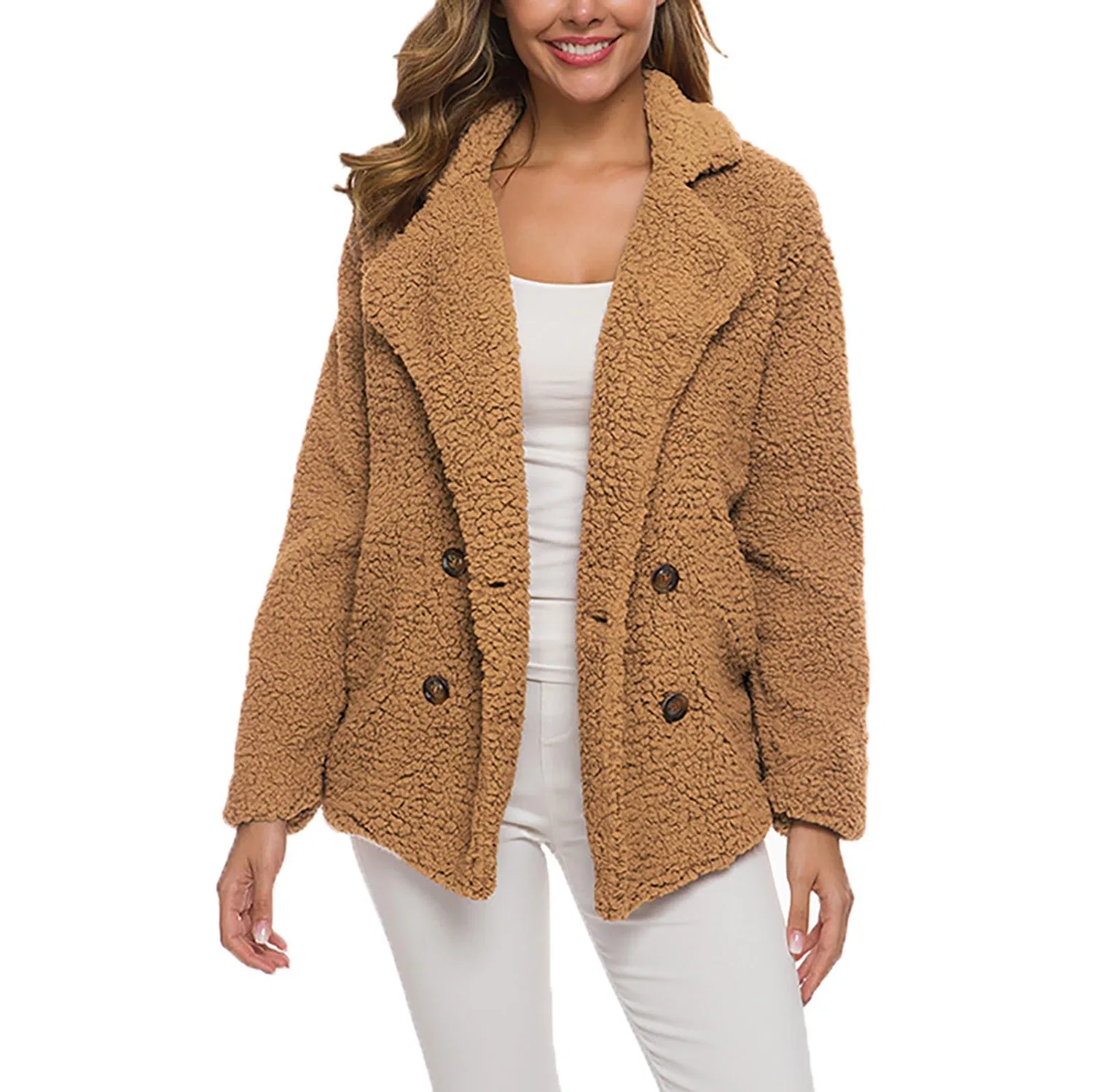 Женское плюшевое пальто с длинным рукавом, модель Teddy, Colore: Arancione
