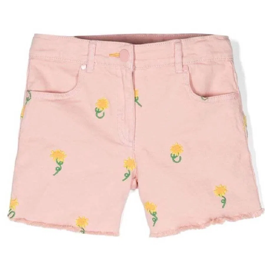 Шорты джинсовые с цветочной вышивкой Stella McCartney, Blue Pink