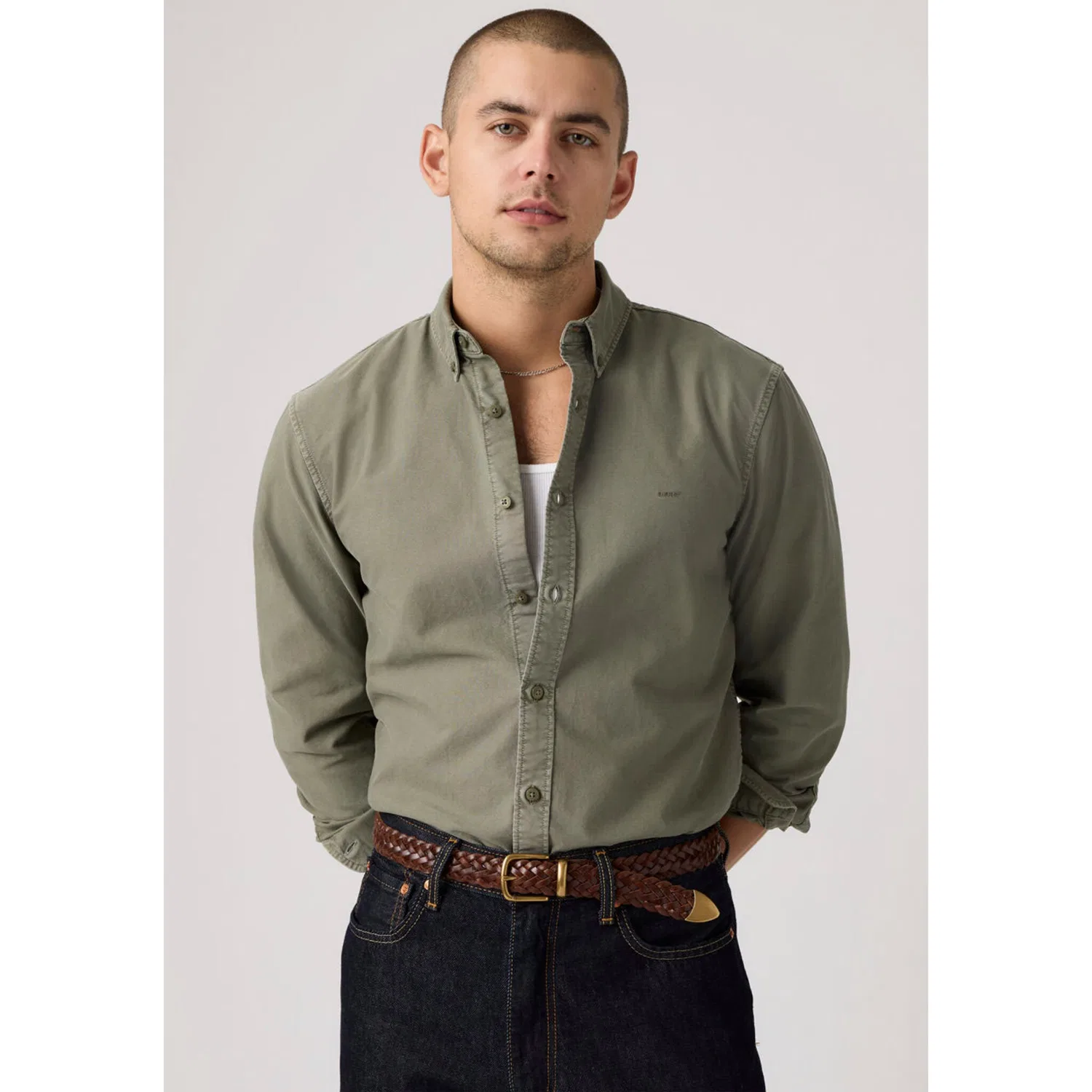 Мужская рубашка с длинным рукавом Authentic Button Down Levi's, Mulled Basil Garment Dye