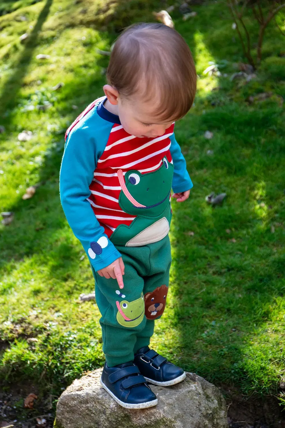 Детский лонгслив с рукавом реглан Alfie raglan top Frugi, Red — фото 2
