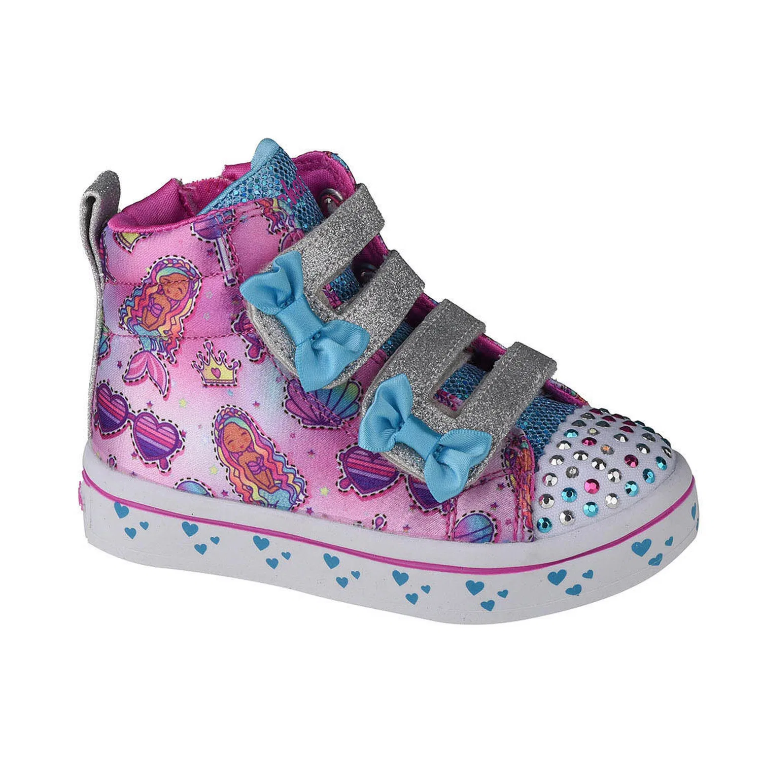 Детские кроссовки для девочек со светящейся подошвой Twi-Lites Mermaid Gems Skechers, Rosa