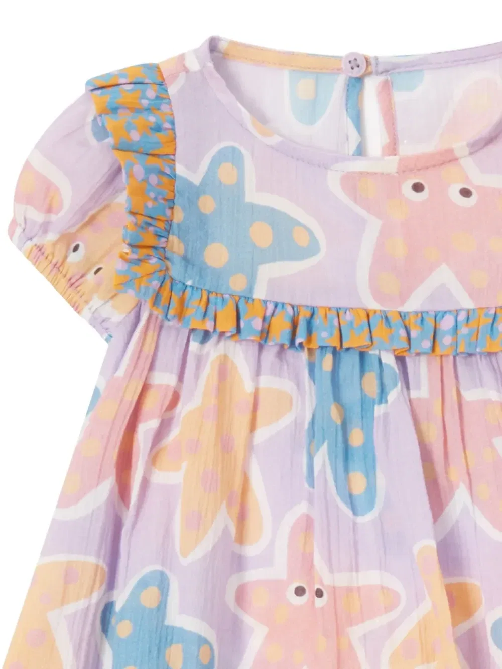 Комплект платья с оборками и принтом морских звезд Stella McCartney Kids, фиолетовый — фото 3