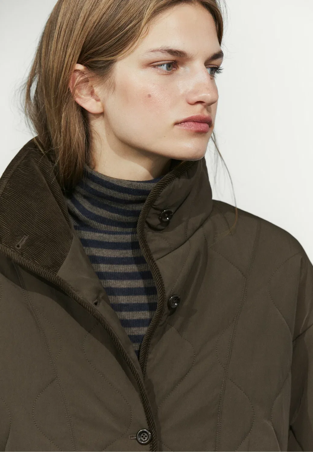 Куртка с волнистой строчкой - легкая куртка Massimo Dutti, Dark Brown — фото 4