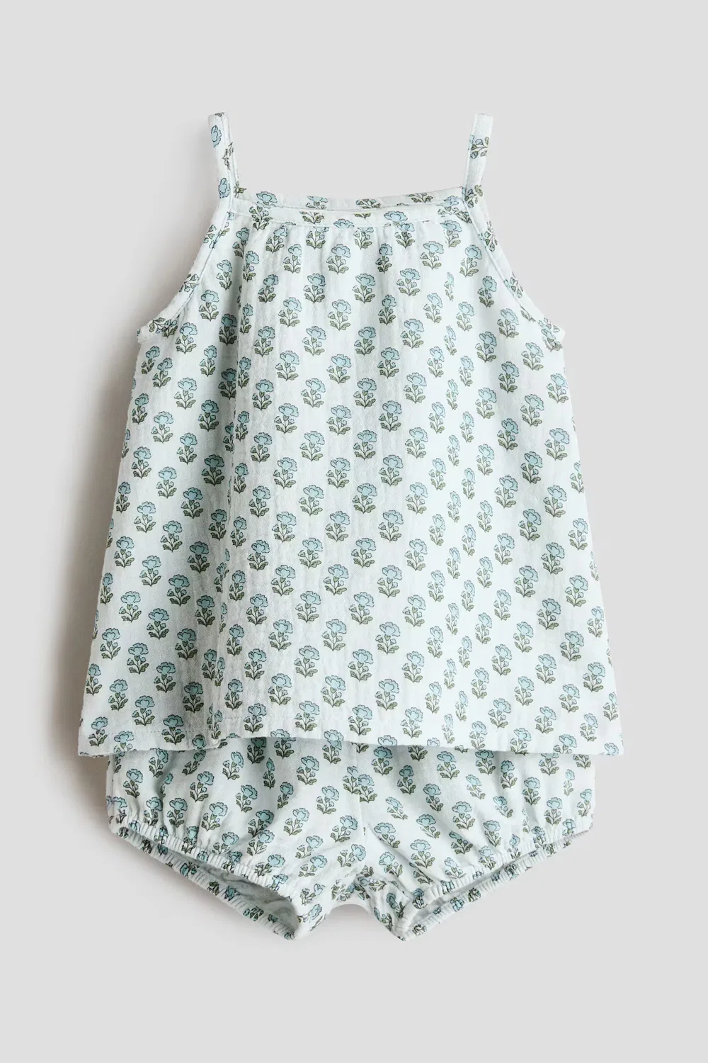 Комплект из двух предметов из хлопчатобумажной ткани H&M, Helltürkis/Geblümt