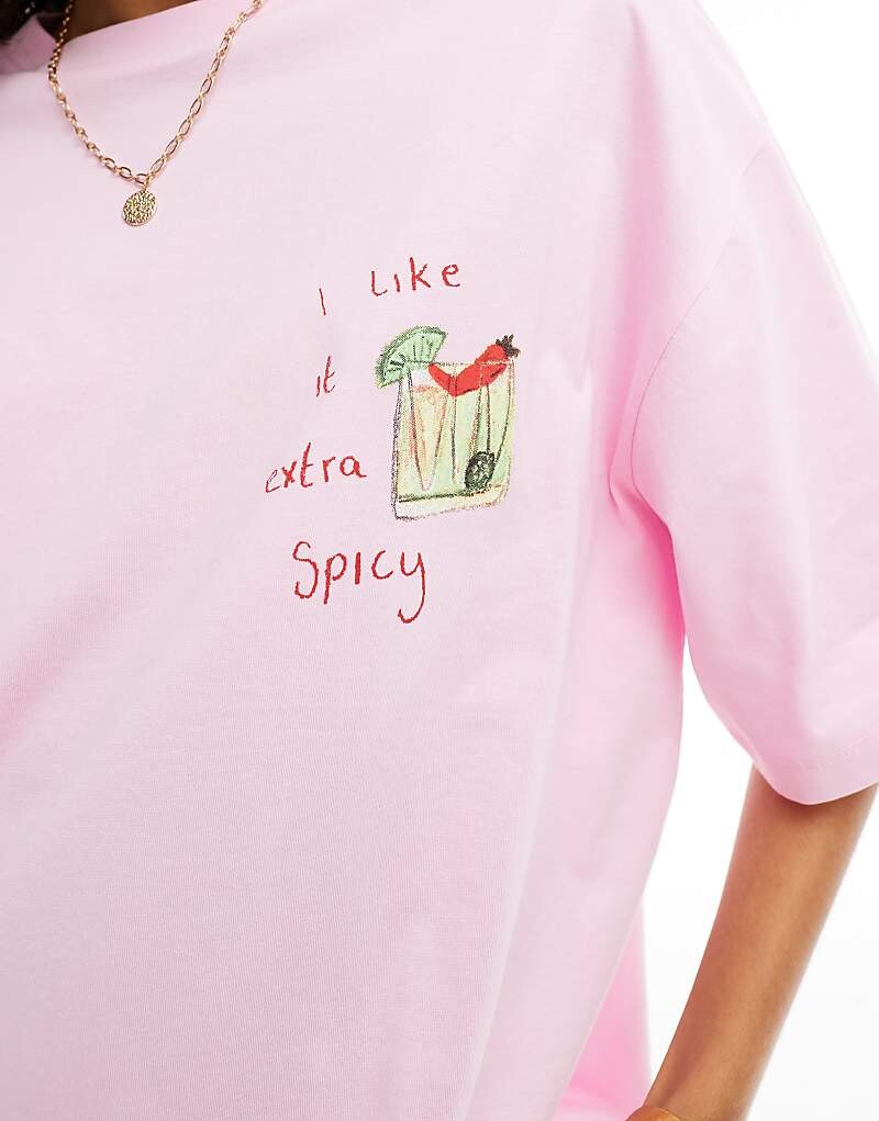 

ASOS DESIGN – розовая футболка оверсайз с принтом «Маргарита»