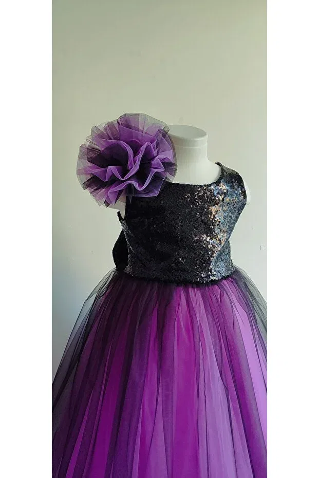 Детское платье для девочек с вышивкой Boztaş Bebe, Purple — фото 4