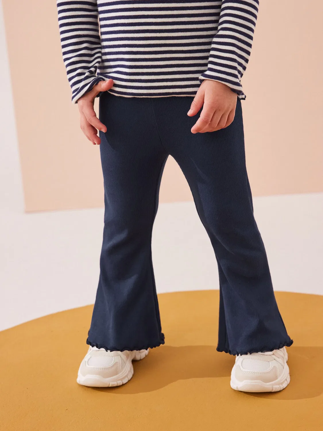 Леггинсы с ребристой тканью Navy Rib Flare Leggings Next, темно-синий