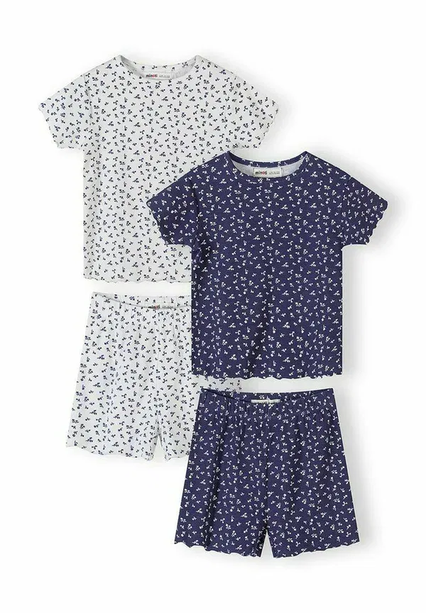 Комплект пижамный из 2 предметов с цветочным принтом, short sleeve, Minoti, White, белый/синий