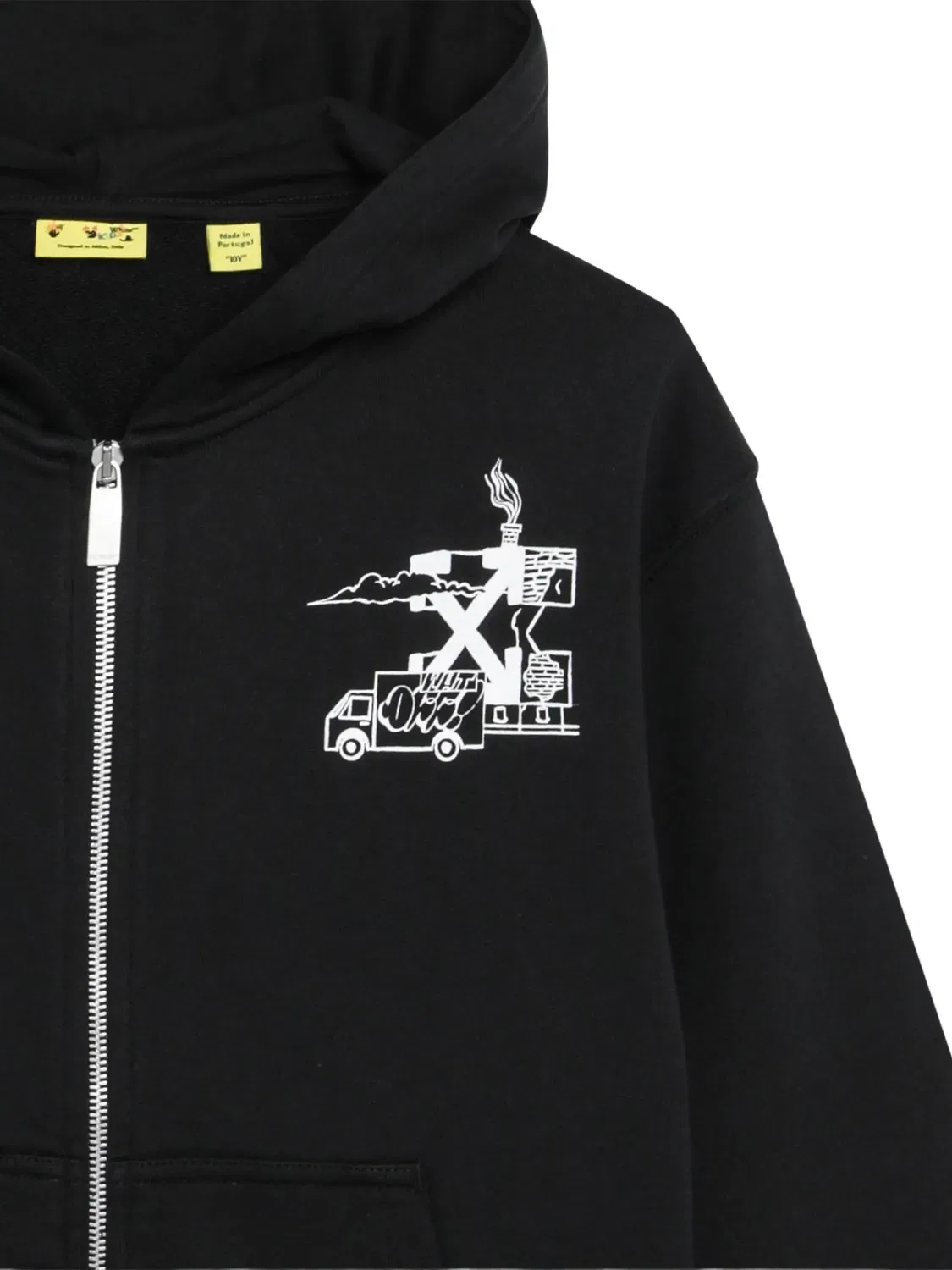 Худи на молнии с граффити OFF-WHITE, черный — фото 2