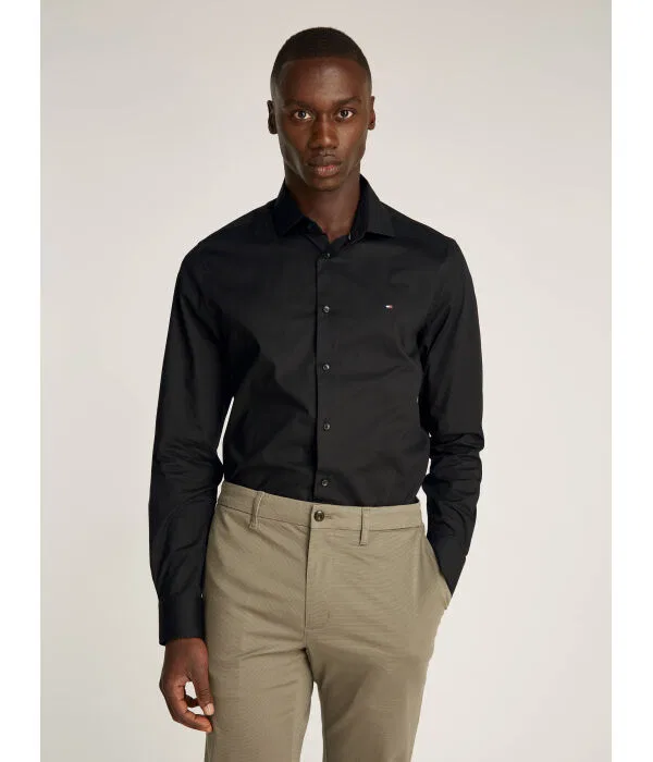 Мужская рубашка с длинным рукавом Slim Fit Tommy Hilfiger, черный