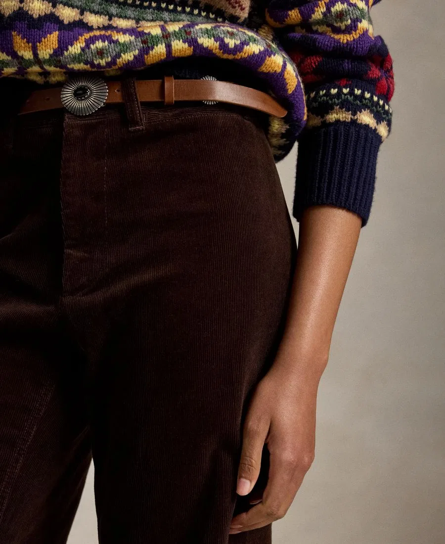 Женские брюки-клеш из вельвета Beaton Corduroy Flared Pants Polo Ralph Lauren, Brown — фото 3