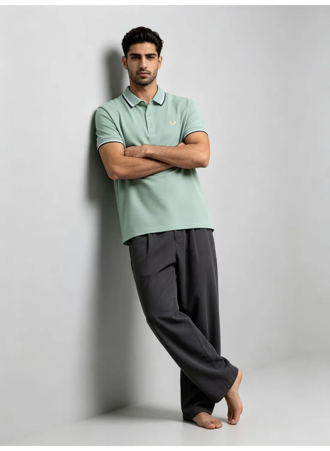 Поло с контрастными полосками, короткий рукав, Fred Perry, зеленый — фото 2