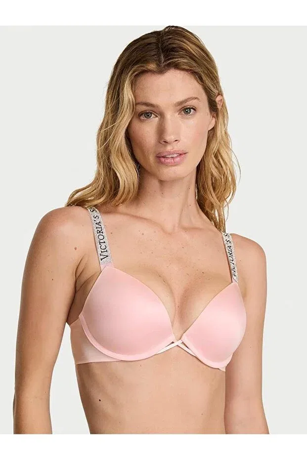 Женский бюстгальтер пуш-ап с блестящими бретельками Victoria'S Secret, Angel Pink