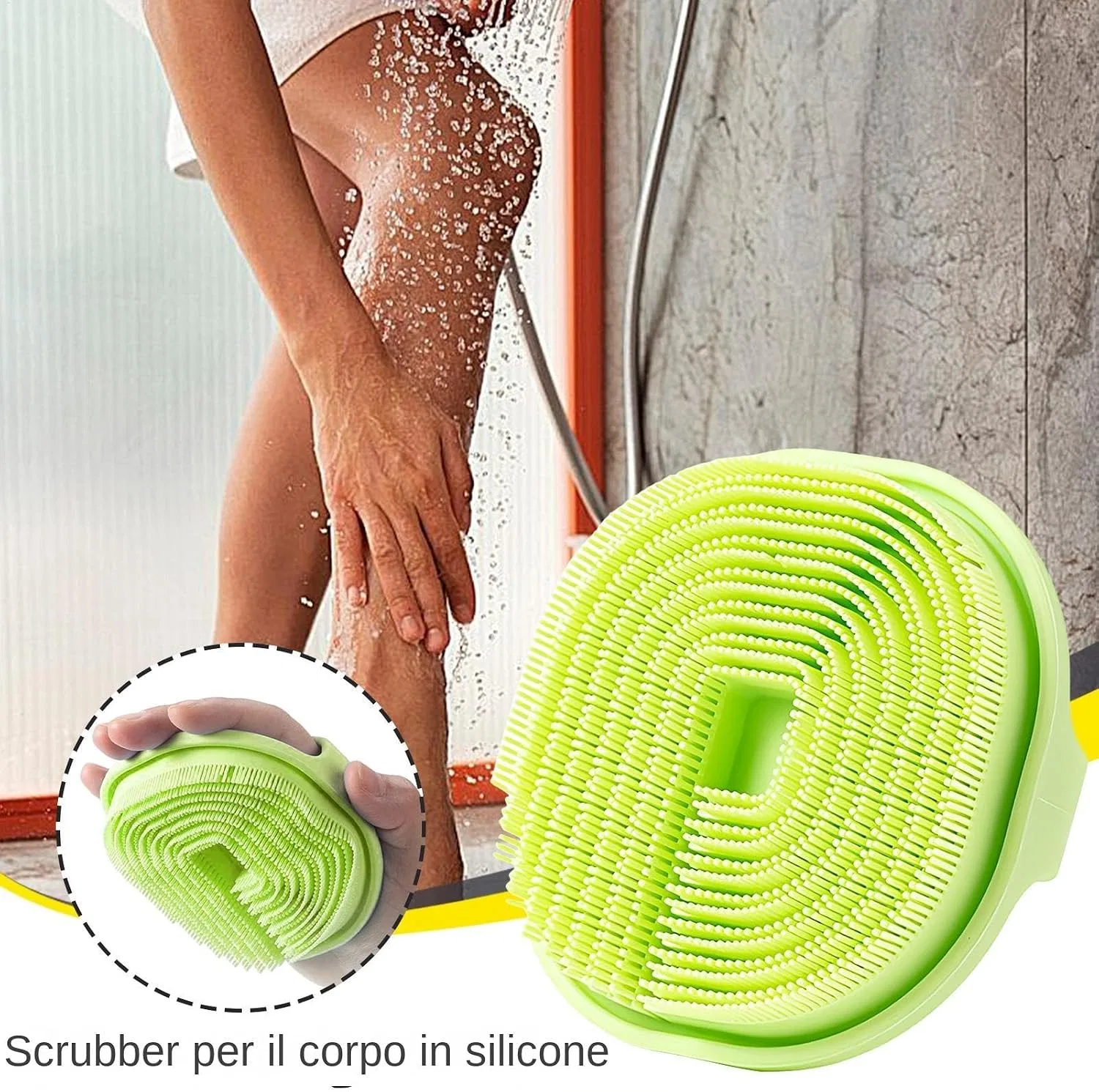Скраб-щетка для тела, Silicone Body Scrubber, 1 шт, 10.5 x 3.6 см, Green Generisch — фото 2