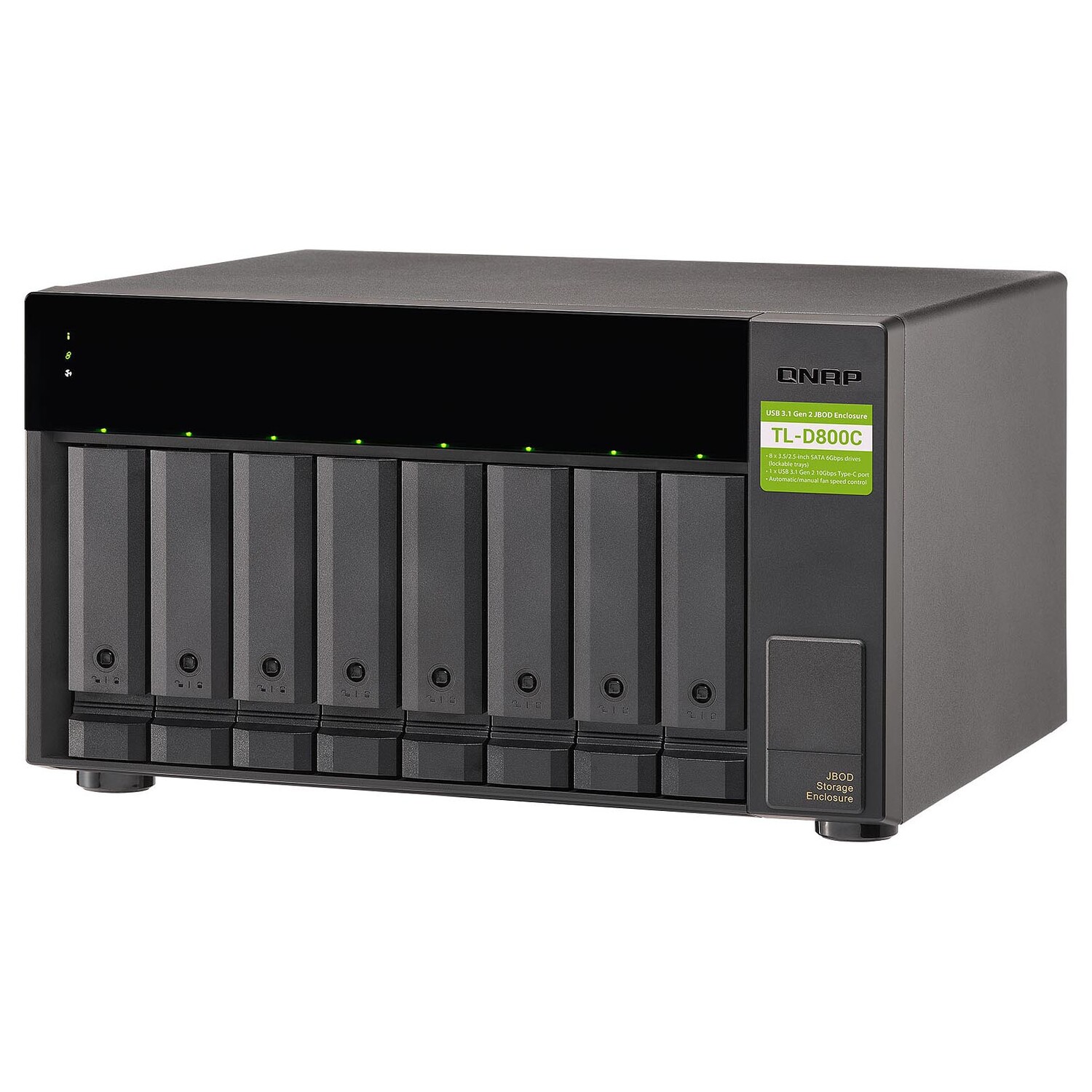

Сетевое хранилище QNAP TL-D800C, 8 отсеков, без дисков, черный