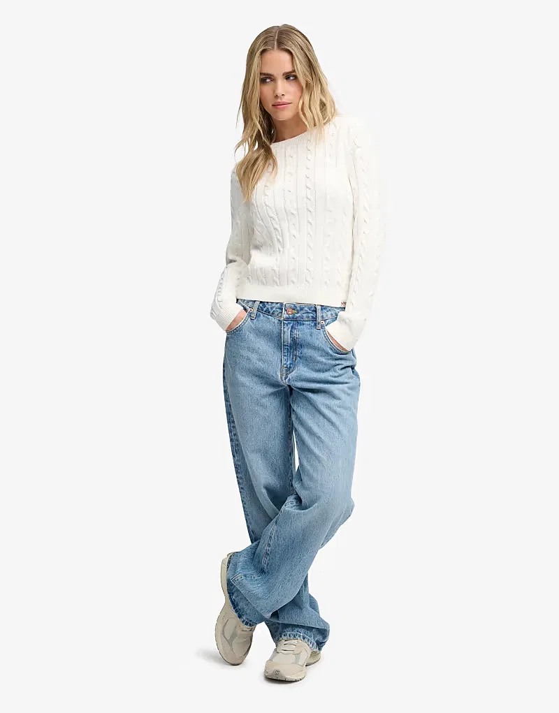 Вязаный джемпер Superdry Essentials sd&co с косами, экрю — фото 4