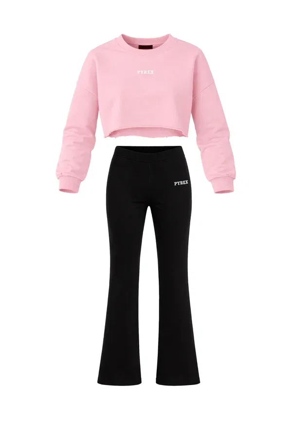 Комплект: футболка и брюки, хлопок, Set, Pyrex, light pink, светло-розовый