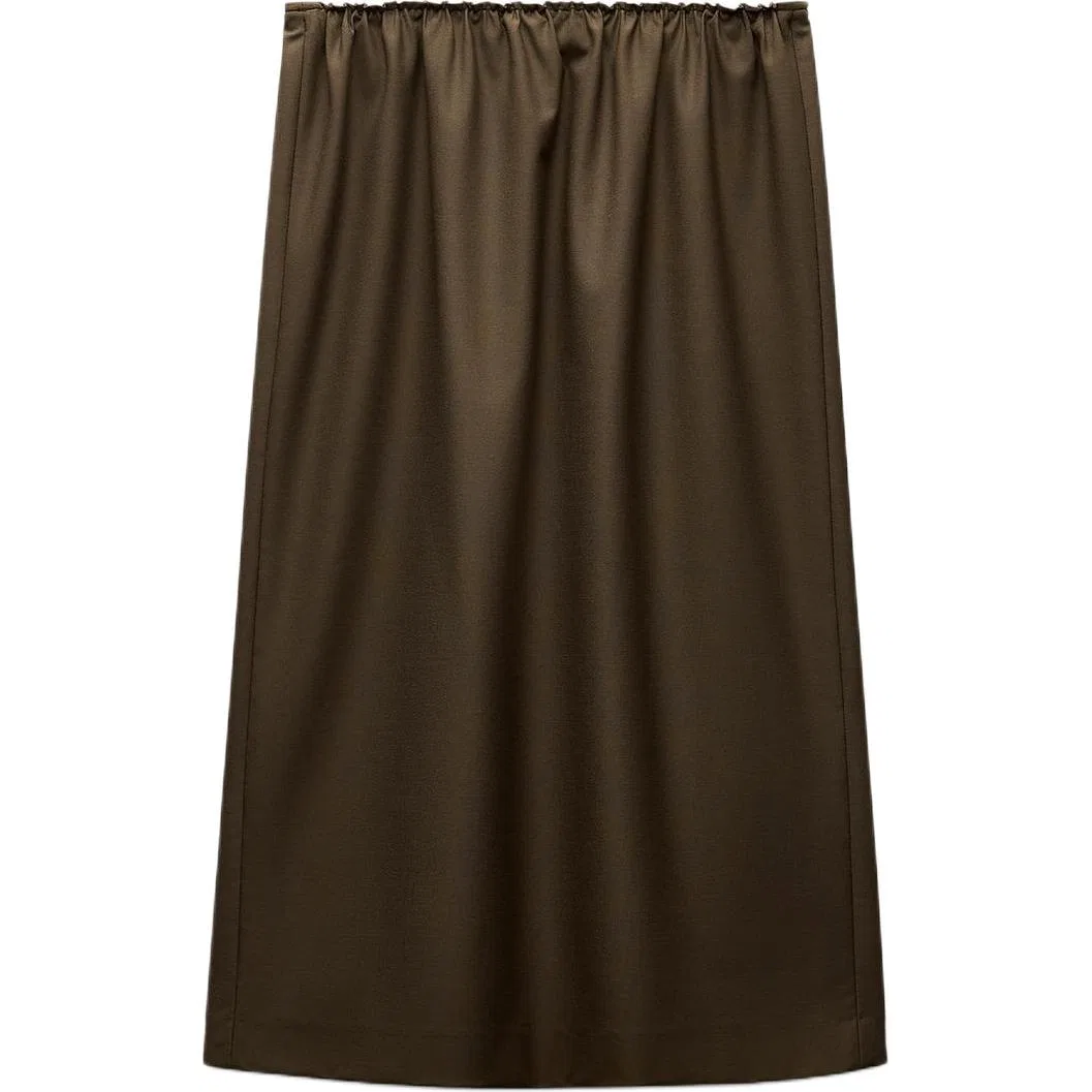 ZARA Женская повседневная длинная юбка Dark Khaki — фото 3
