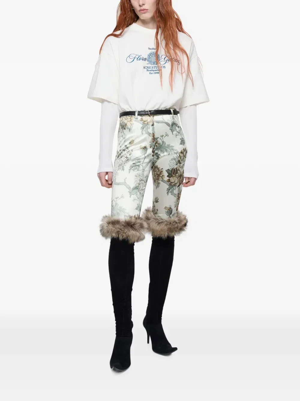 Футболка с вышивкой Acne Studios, бежевый — фото 2