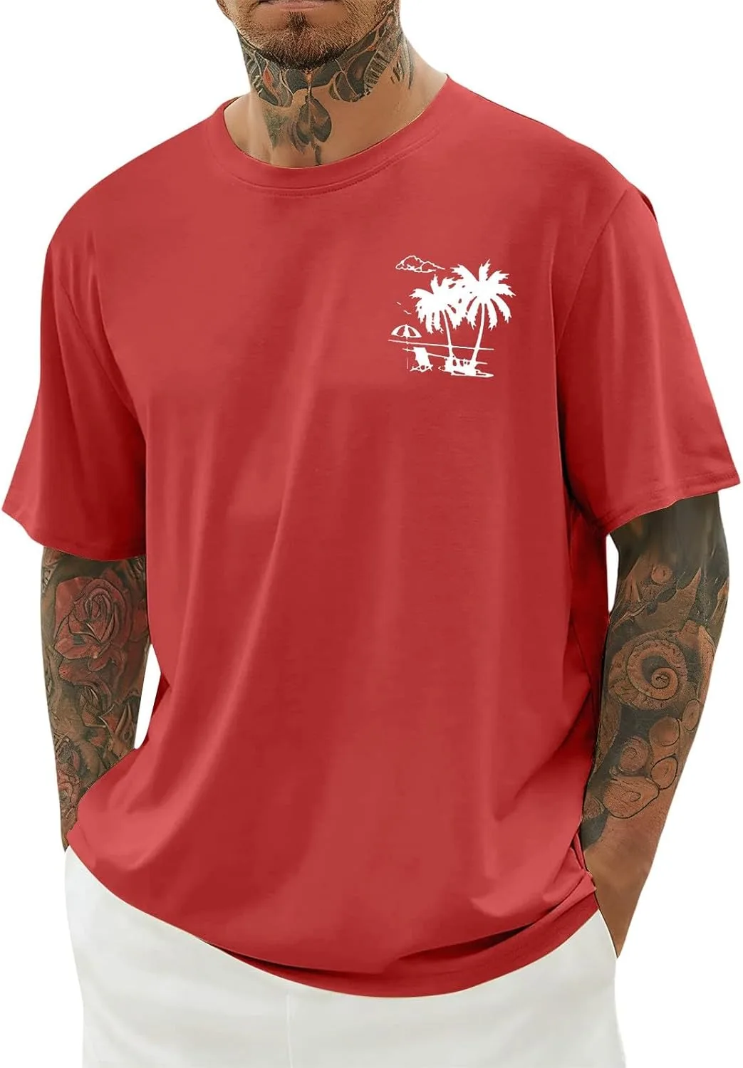 

Футболка мужская с принтом кокосовой пальмы, летняя, loose
