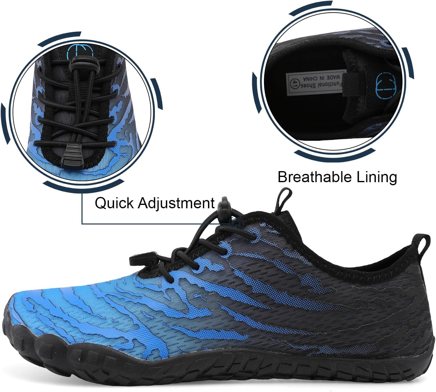 Водные кроссовки Centipede Demon для женщин и мужчин, быстро сохнущие, для босоногой носки, для пляжа, хайкинга, дайвинга, лодок, реки и водных видов спорта, черный — фото 3
