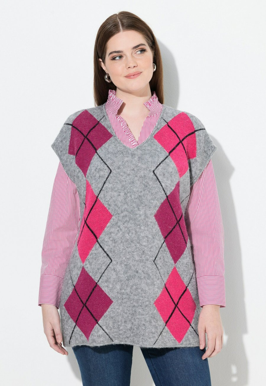 

Футболка Ulla Popken V-NECK , Mottled Grey, Серый, Футболка Ulla Popken V-NECK , Mottled Grey