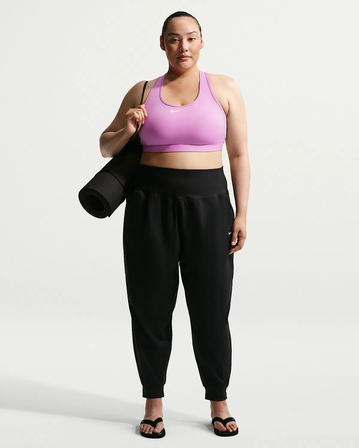 Женские утепленные джоггеры с высокой посадкой Nike One (Plus Size), Black/White