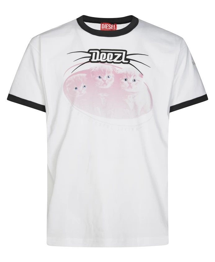 

Повседневная хлопковая футболка для мужчин Diesel, белый