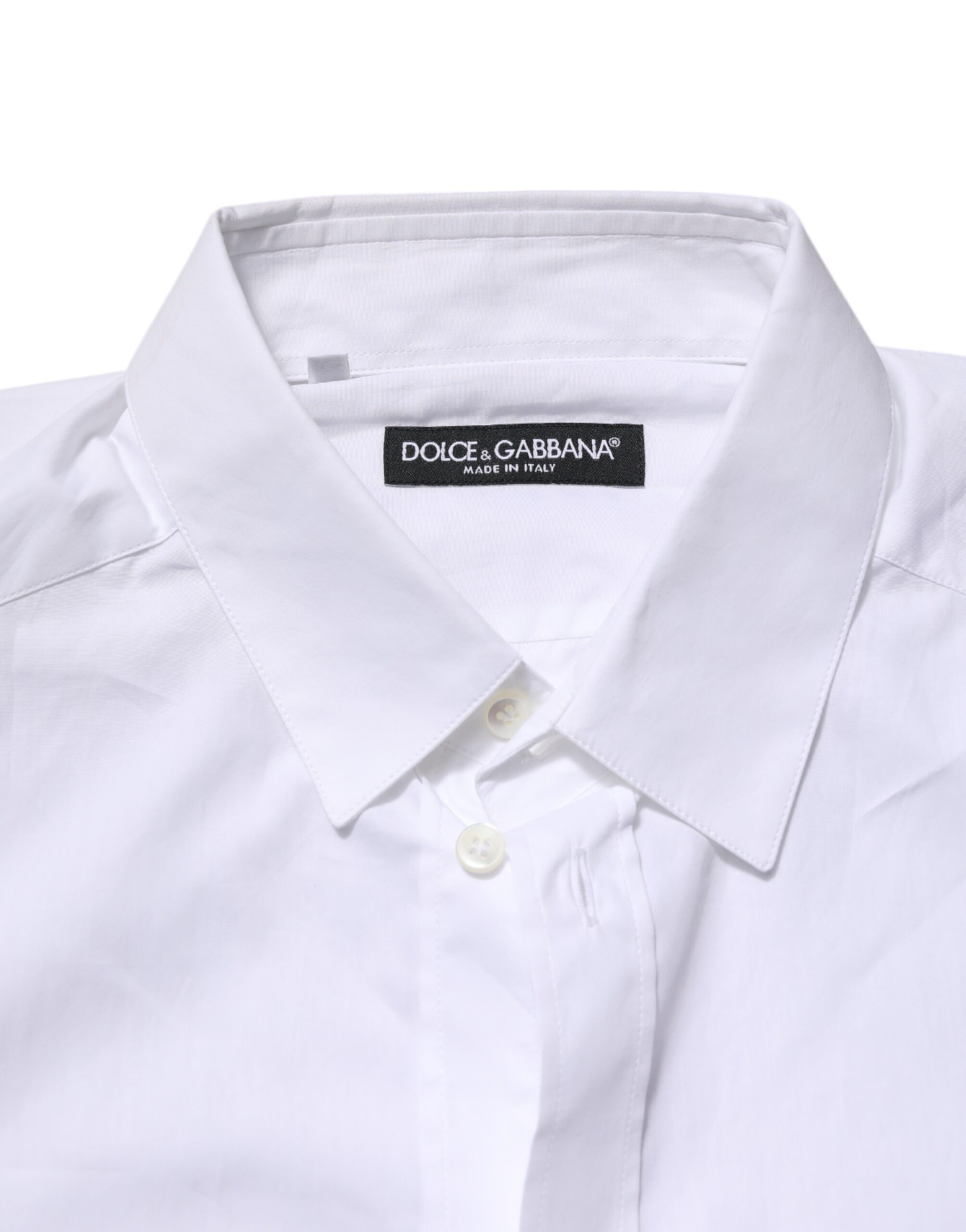 Белая хлопковая рубашка с длинными рукавами Dolce & Gabbana, White — фото 4