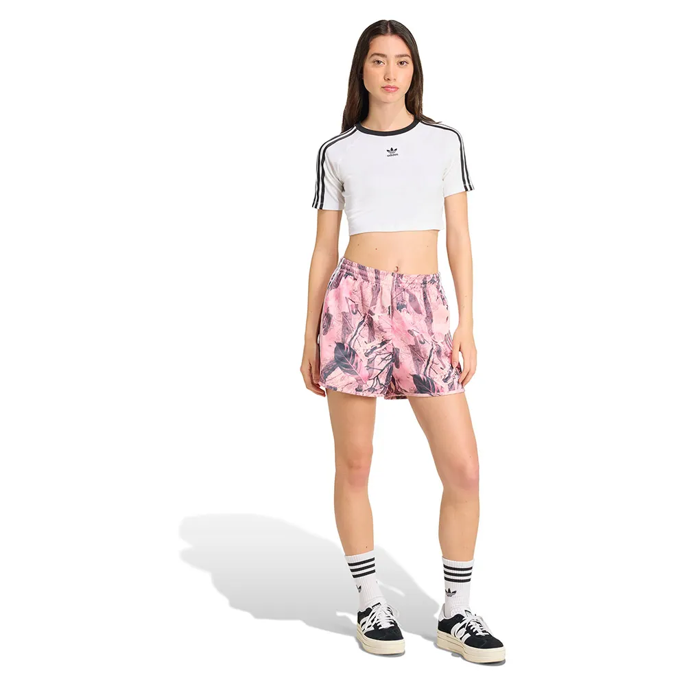 Шорты adidas Originals Leaf Camo Print Satin, розовый — фото 3