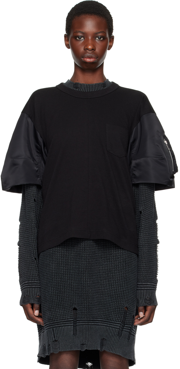 

Футболка со вставками sacai, черный