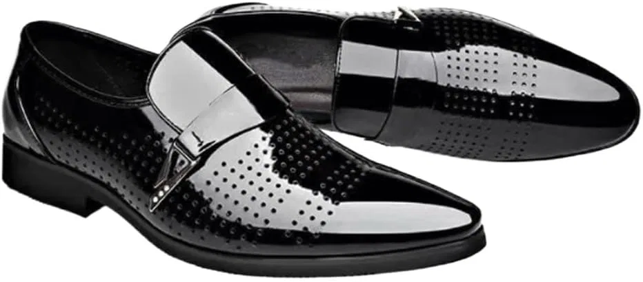 Лоферы кожаные Mens Formal Oxford Shoes Black UOPYNE — фото 3