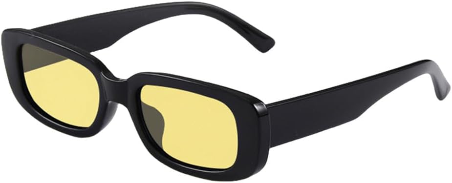 

Ретро-солнцезащитные очки маленького прямоугольного размера для женщин, популярные модели с металлическими шарнирами, модные мужские солнцезащитные очки UV400 HVTVTLA, Black Yellow