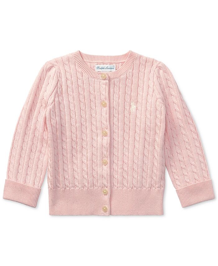 

Хлопковый кардиган косой вязки для маленьких девочек Polo Ralph Lauren, розовый, Красный, Хлопковый кардиган косой вязки для маленьких девочек Polo Ralph Lauren, розовый