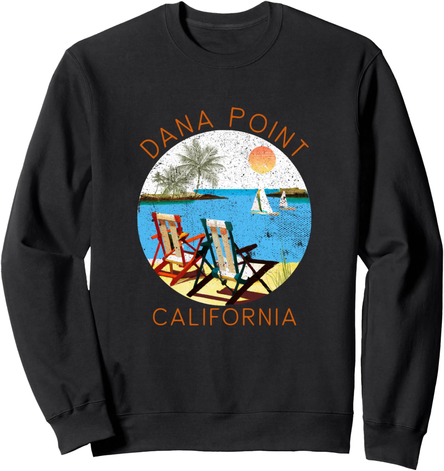 

Ретро-сувенир из Дана-Пойнт - винтажная толстовка для пляжного отдыха Dana Point Retro Souvenir Apparel, черный