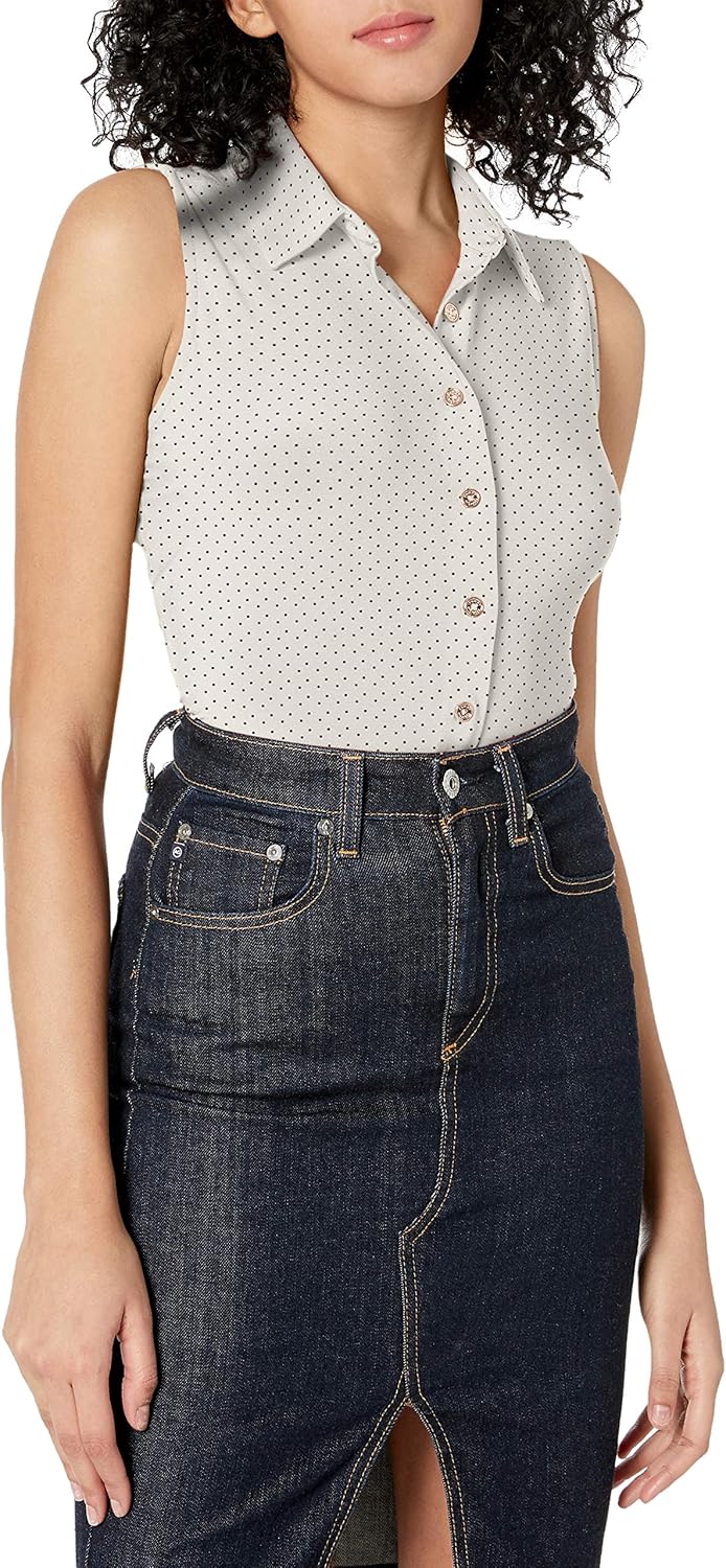 

Женский трикотажный топ без рукавов с воротником и пуговицами спереди от Tommy Hilfiger, Ivory/Midnight 01