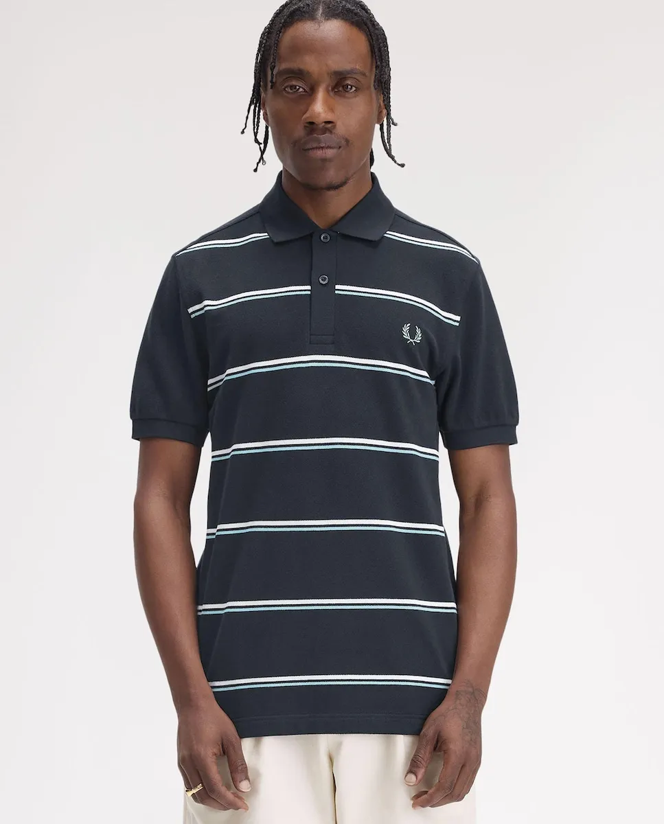 

Мужская короткая рубашка-поло в полоску Fred Perry, черный