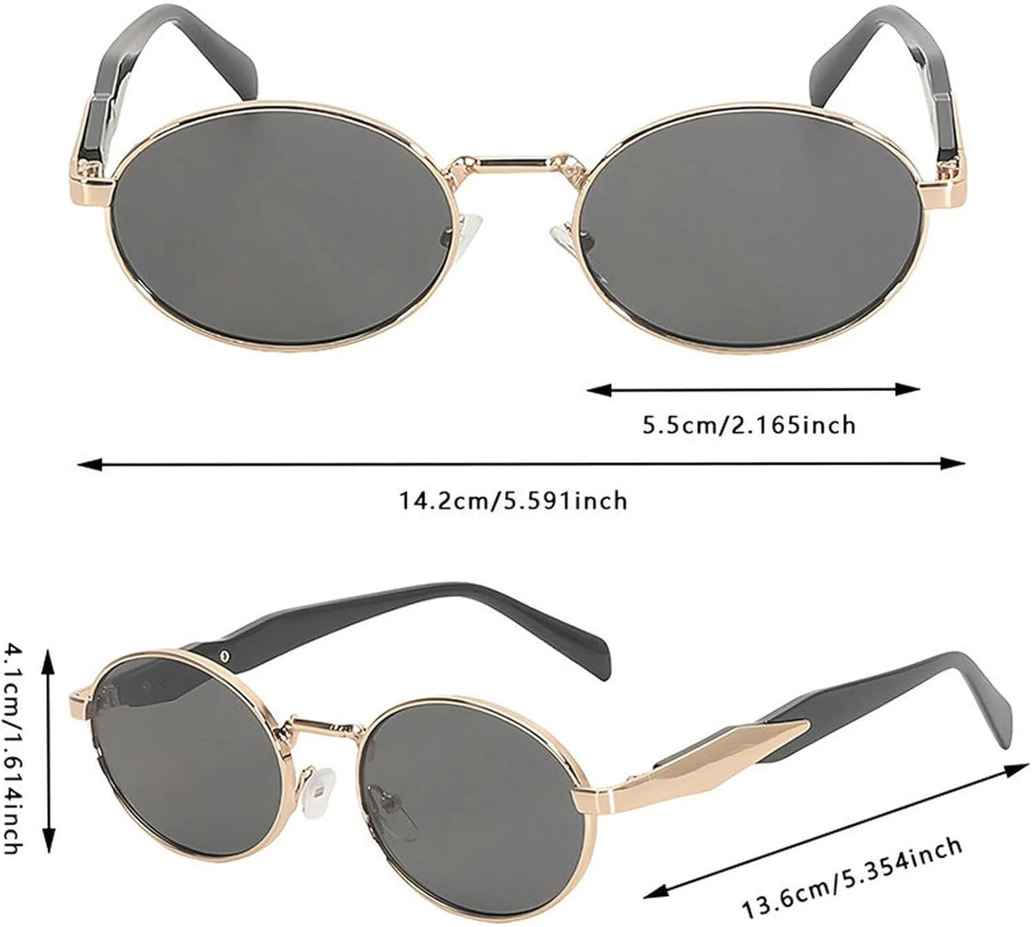 

COTIA 2025 Модные ретро-солнцезащитные очки овальной формы для женщин и мужчин, в стиле Y2K, винтажные, металлические, панк, солнцезащитные очки, Gold Grey