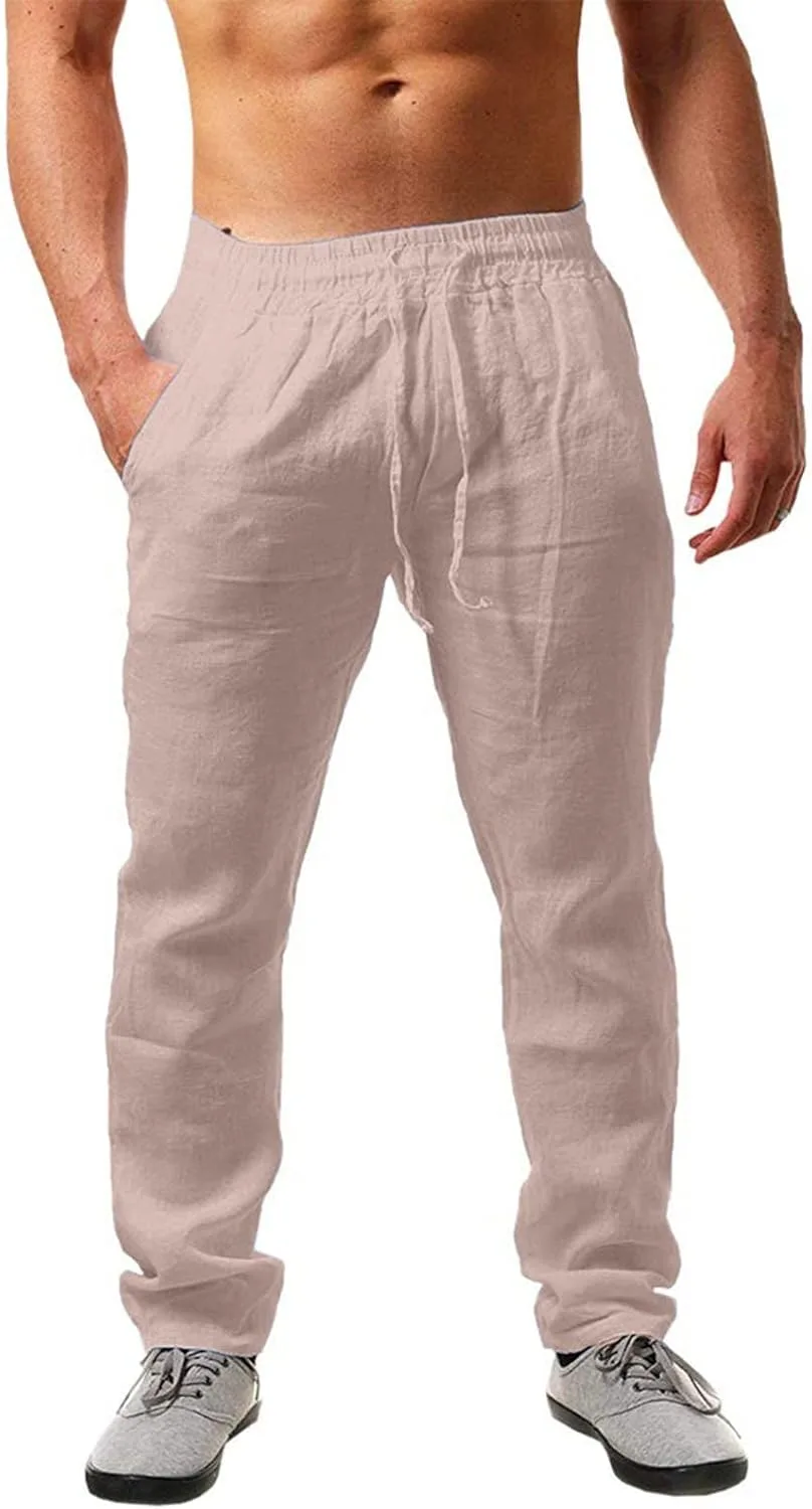 

Льняные брюки мужские Casual Lightweight Loose Fit Elastic Waist Tthxqing
