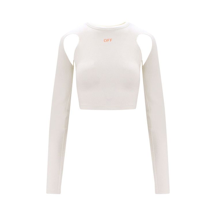 

Топ Off-White Sleek Long-Sleeve Crop Top, White