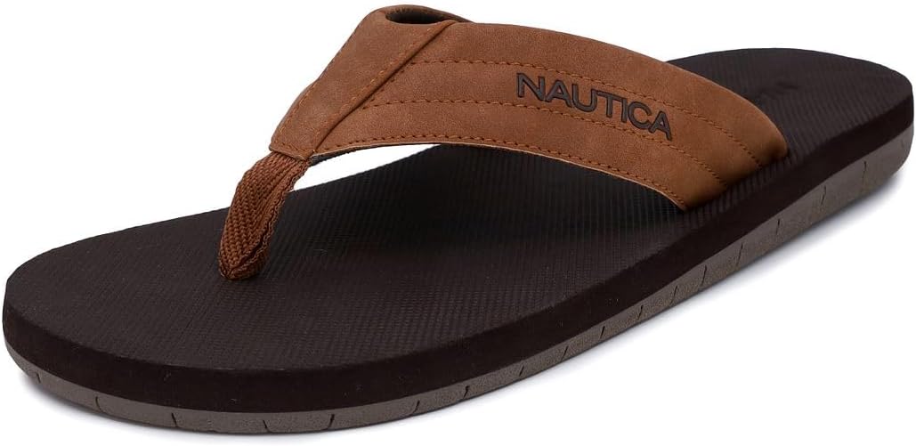 

Мужские шлепанцы для душа Nautica - удобная водонепроницаемая пляжная обувь на каблуке-сланце, коричневый