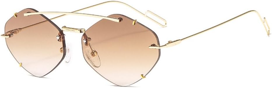 

Женские солнцезащитные очки без оправы Polygon, модные солнцезащитные очки с градиентным переходом, женские очки-«конфетки», защита от ультрафиолета UV400 MTZJH, C4 Gold-brown