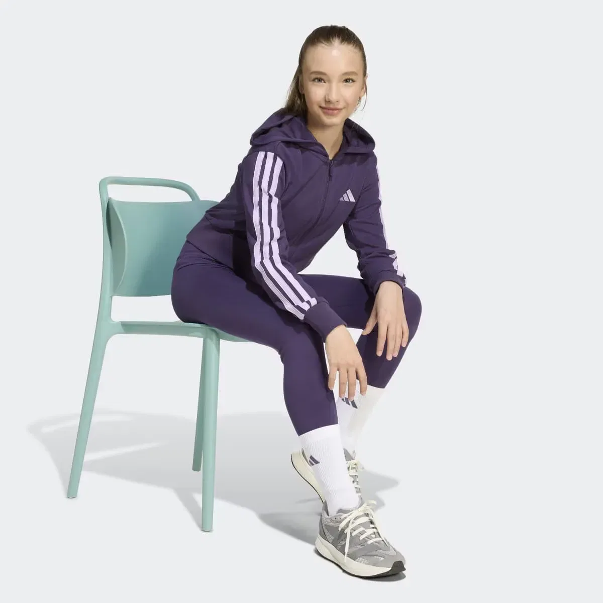 Детская толстовка с капюшоном для девочек хлопковая Essentials adidas, Morado — фото 3