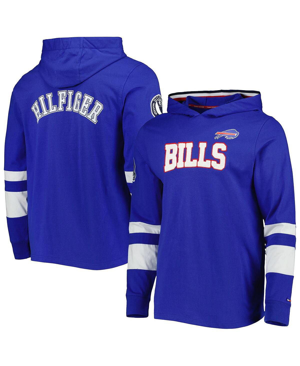 

Мужская королевская белая футболка с капюшоном с длинным рукавом buffalo bills alex Tommy Hilfiger, мульти