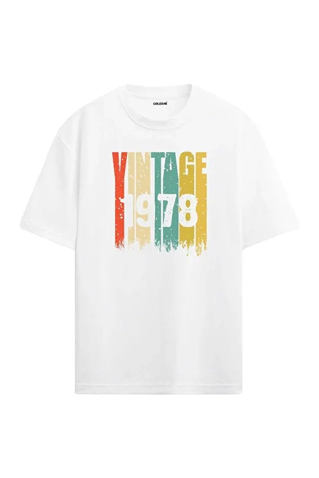 Детская футболка с принтом 1978 Vintage Era Oversize T-Shirt Colermi, White