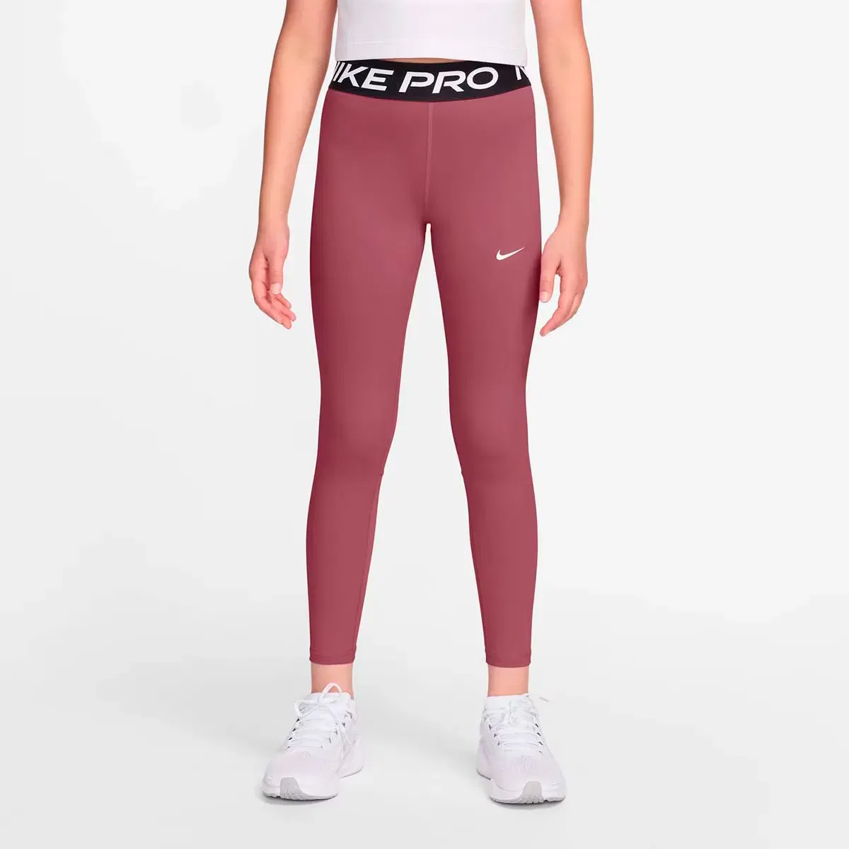 Детские леггинсы для девочек с сетчатыми вставками Nike Pro, Красный