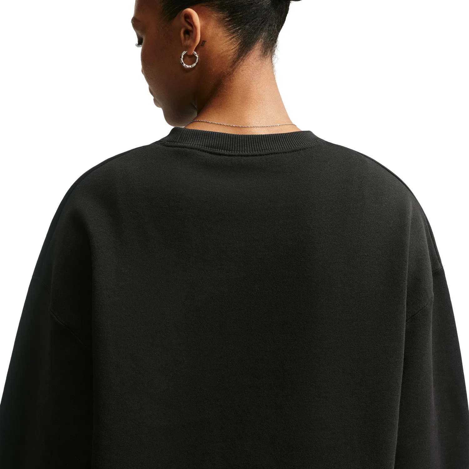 Женская футболка Studio Fleece Medium Oversized Graphic Crew 'Black Off Noir White' Nike, Black/Off Noir/White — фото 4