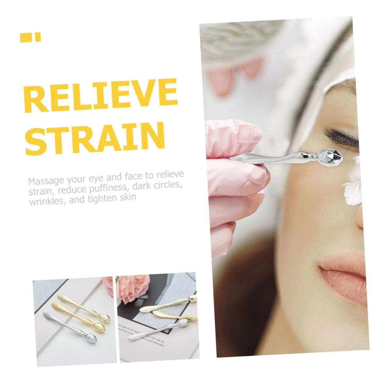 Набор массажеров для глаз из металла FOMIYES, 3 шт, Серебряный — фото 2