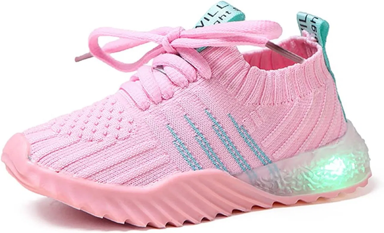 Детские кроссовки для бега со светящейся подошвой IWIHMIV, Pink — фото 3
